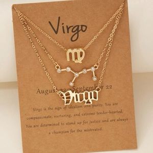 3pc Virgo Zodiac Sign Constellation Stackable Necklaces